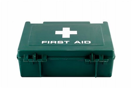 emergency supplies - A green plastic first aid box isolated on a white background Stock Photo - Budget Royalty-Free & Subscription, Code: 400-04065849