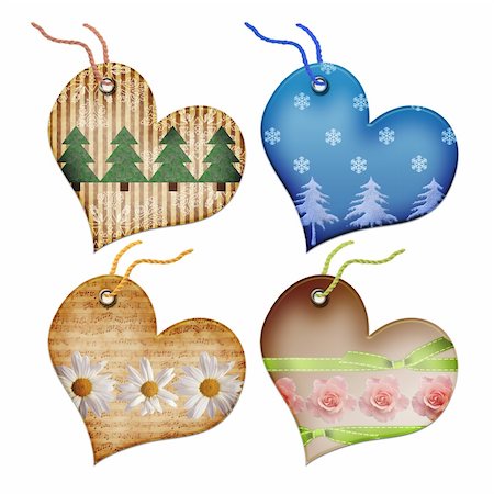 simsearch:400-04566378,k - Gift tags in the form of heart. Isolated on a white background Photographie de stock - Aubaine LD & Abonnement, Code: 400-04066047