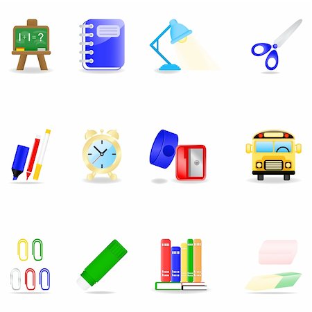 Icon set with school symbols Stock Photo - Budget Royalty-Free & Subscription, Code: 400-04066227