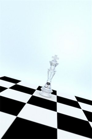 simsearch:400-04811369,k - Glass Chess King on checkerboard - with shallow depth of field Stock Photo - Budget Royalty-Free & Subscription, Code: 400-04066277