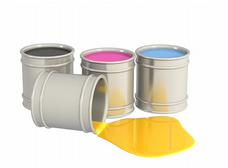 falling paint bucket - The conceptual image - a palette CMYK. Object over white Photographie de stock - Aubaine LD & Abonnement, Code: 400-04066352