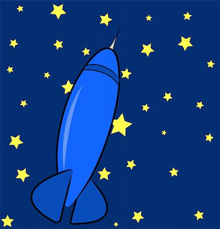blue rocket ship in the sky with stars Stock Photo - Budget Royalty-Free & Subscription, Code: 400-04066696