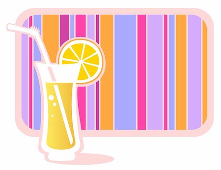 simsearch:400-08114943,k - Stylized glass of lemonade with striped frame isolated on a white background. Stock Photo - Budget Royalty-Free & Subscription, Code: 400-04066766