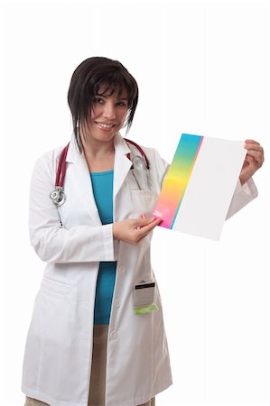 reports white background - Doctor or surgeon holding a form or other document.  Replace with your brochure or add text. Stock Photo - Budget Royalty-Free & Subscription, Code: 400-04066777