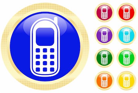 simsearch:400-04354797,k - Cellphone icon on shiny buttons Photographie de stock - Aubaine LD & Abonnement, Code: 400-04067557