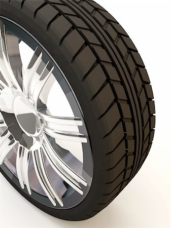 simsearch:400-09002201,k - Brand new tire, 3d rendering of car wheel, isolated on white. Foto de stock - Royalty-Free Super Valor e Assinatura, Número: 400-04067776
