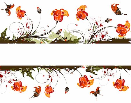 simsearch:400-04350075,k - Abstract grunge flower frame with butterfly, element for design, vector illustration Fotografie stock - Microstock e Abbonamento, Codice: 400-04068221