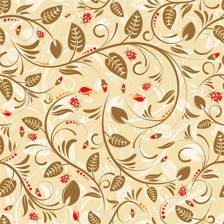 simsearch:400-04279579,k - Flower seamless pattern with ladybug, element for design, vector illustration Stock Photo - Budget Royalty-Free & Subscription, Code: 400-04068222