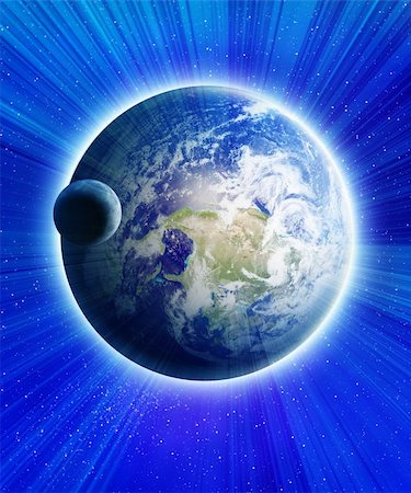 simsearch:6113-09144755,k - Earth and moon in a blue universe Fotografie stock - Microstock e Abbonamento, Codice: 400-04068523