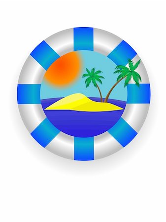 simsearch:400-04389594,k - Emblem - a sea lifebuoy ring with tropical island in a vector Stock Photo - Budget Royalty-Free & Subscription, Code: 400-04068735