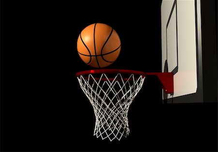 Basketball in air over hoop - rendered in 3d Stock Photo - Budget Royalty-Free & Subscription, Code: 400-04068957