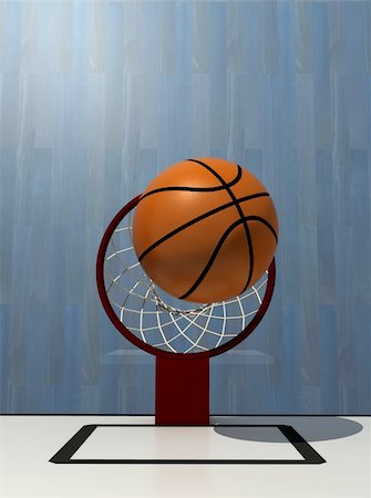 Basketball in air over hoop - rendered in 3d Stock Photo - Budget Royalty-Free & Subscription, Code: 400-04068958