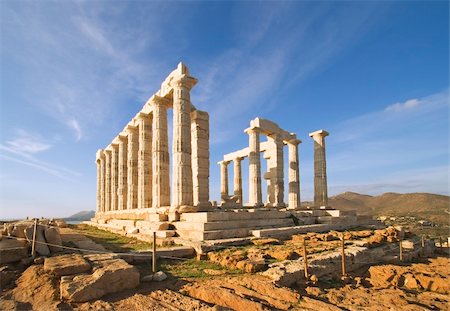 simsearch:400-07680130,k - Temple of Poseidon at Cape Sounion near Athens, Greece. c 440 BC. Stock Photo - Budget Royalty-Free & Subscription, Code: 400-04069262