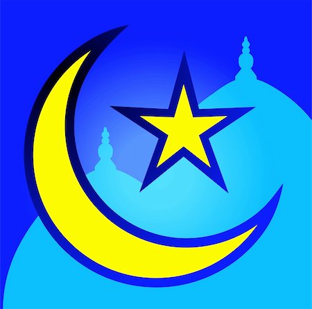 Illustration of star and moon with Arabic letters Stock Photo - Budget Royalty-Free & Subscription, Code: 400-04069409