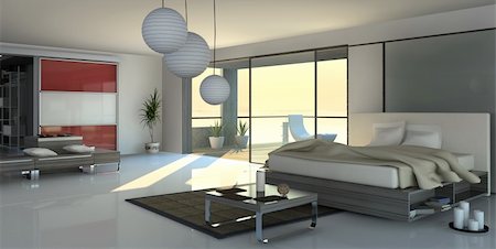 modern open interior (3D rendering) Stock Photo - Budget Royalty-Free & Subscription, Code: 400-04069403
