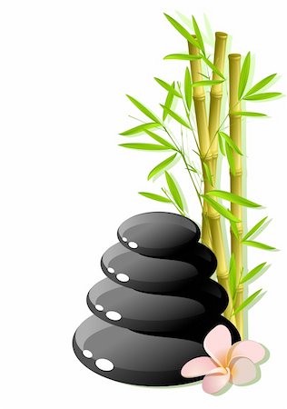 zen stones with plumeria on bamboo background Stock Photo - Budget Royalty-Free & Subscription, Code: 400-04069466