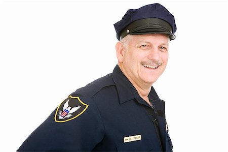 simsearch:400-04559275,k - Friendly police officer isolated on a white background. Foto de stock - Super Valor sin royalties y Suscripción, Código: 400-04069837