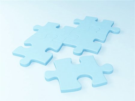 simsearch:400-04945068,k - Five parts of a puzzle of blue color. Object over blue Stockbilder - Microstock & Abonnement, Bildnummer: 400-04060023