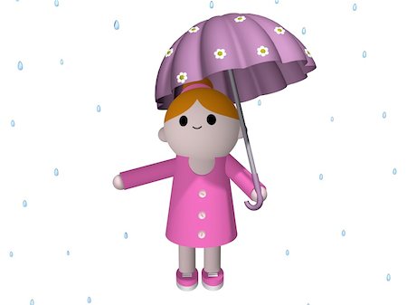 pouring rain on people - Illustration of a girl holding an umbrella in the rain Stock Photo - Budget Royalty-Free & Subscription, Code: 400-04060030