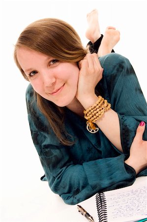 dichterin - young hippie girl portrait on white background Stockbilder - Microstock & Abonnement, Bildnummer: 400-04060114