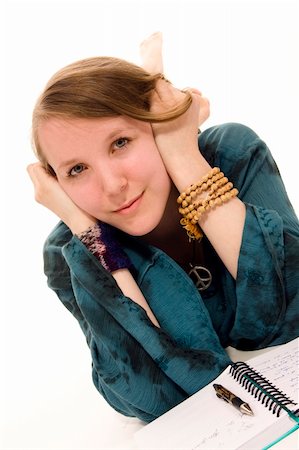 dichterin - young hippie girl portrait on white background Stockbilder - Microstock & Abonnement, Bildnummer: 400-04060111