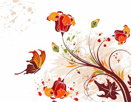 simsearch:400-04350075,k - Grunge flower background with butterfly, element for design, vector illustration Fotografie stock - Microstock e Abbonamento, Codice: 400-04060192