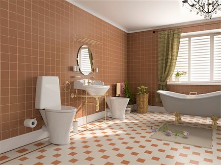 modern bathroom interior (3d rendering) Stock Photo - Budget Royalty-Free & Subscription, Code: 400-04060268