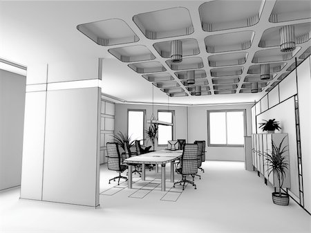 person and computer and cad - the modern office interior design sketch (3d render) Stock Photo - Budget Royalty-Free & Subscription, Code: 400-04060261