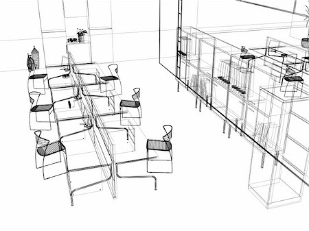 person and computer and cad - the modern office interior design sketch (3d render) Stock Photo - Budget Royalty-Free & Subscription, Code: 400-04060286