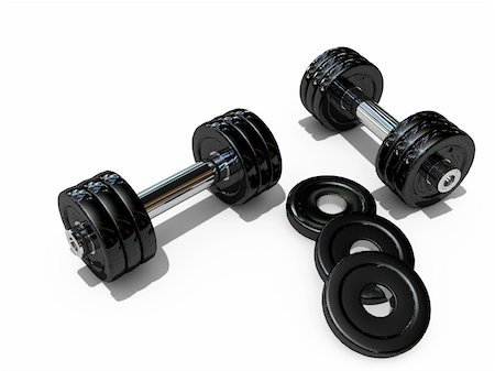 simsearch:400-04782675,k - Dumbbells over the white (3D rendering) Stock Photo - Budget Royalty-Free & Subscription, Code: 400-04060287