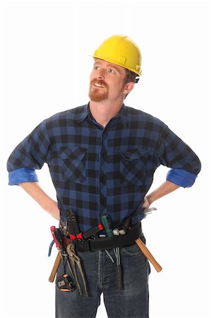 construction worker with helmet on white background Stock Photo - Budget Royalty-Free & Subscription, Code: 400-04060329