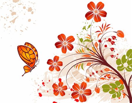 simsearch:400-04350075,k - Grunge flower background with butterfly, element for design, vector illustration Fotografie stock - Microstock e Abbonamento, Codice: 400-04060424