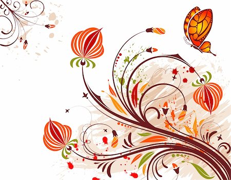simsearch:400-04350075,k - Grunge flower background with butterfly, element for design, vector illustration Fotografie stock - Microstock e Abbonamento, Codice: 400-04060430