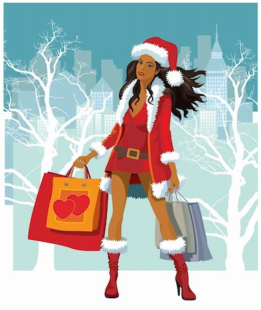 simsearch:400-04231102,k - Vector illustration of a girl with shopping bags Photographie de stock - Aubaine LD & Abonnement, Code: 400-04060592