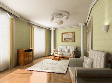 simsearch:400-07932934,k - modern hotel interior design in classic style (privat apartment 3d rendering) Fotografie stock - Microstock e Abbonamento, Codice: 400-04060778
