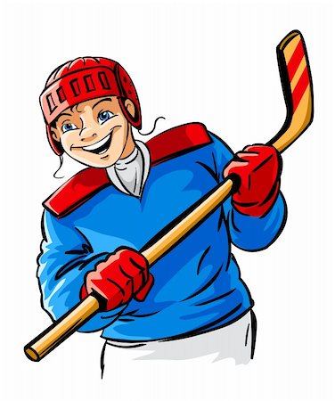smiling vector boy character playing hockey sport game Stockbilder - Microstock & Abonnement, Bildnummer: 400-04060981