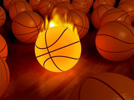 simsearch:858-03049840,k - fire basketball glow game ball over the hardwood floor (3D) Photographie de stock - Aubaine LD & Abonnement, Code: 400-04061022