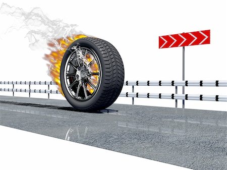 simsearch:400-04000869,k - fire wheel on the asphalt road over the white background Stockbilder - Microstock & Abonnement, Bildnummer: 400-04061035