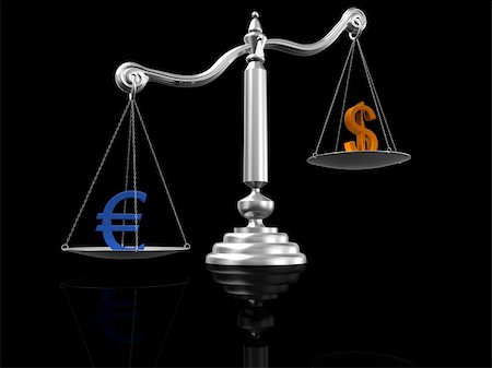 sign for european dollar - 3d rendered illustration of a silver scale with a dollar and an euro sign Stock Photo - Budget Royalty-Free & Subscription, Code: 400-04061124
