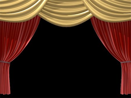 simsearch:400-07223598,k - 3d rendered illustration of a red and gold theatre curtain Photographie de stock - Aubaine LD & Abonnement, Code: 400-04061136