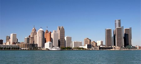 fleuve détroit - view of panorama Detroit skyline from Windsor Photographie de stock - Aubaine LD & Abonnement, Code: 400-04061316