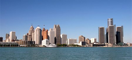 détroit - view of panorama Detroit skyline from Windsor Photographie de stock - Aubaine LD & Abonnement, Code: 400-04061316