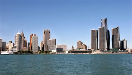 fleuve détroit - view of panorama Detroit skyline from Windsor Photographie de stock - Aubaine LD & Abonnement, Code: 400-04061317