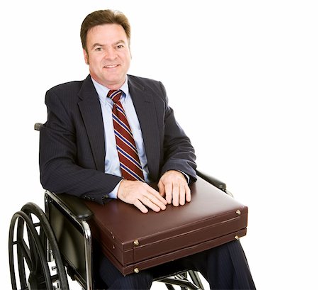 simsearch:400-05021851,k - Handsome disabled businessman holding his briefcase on his lap.  Isolated on white. Foto de stock - Super Valor sin royalties y Suscripción, Código: 400-04061582