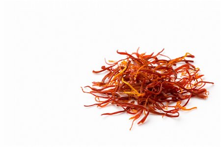 selectphoto (artist) - Saffron spice in a small pile on white Stock Photo - Budget Royalty-Free & Subscription, Code: 400-04061617