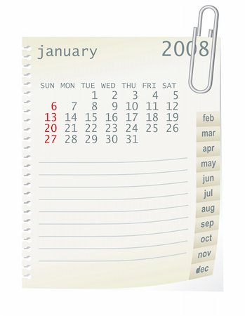 simsearch:400-06767656,k - 2008 calender whith a blanknote paper - vector illustration Stock Photo - Budget Royalty-Free & Subscription, Code: 400-04062015