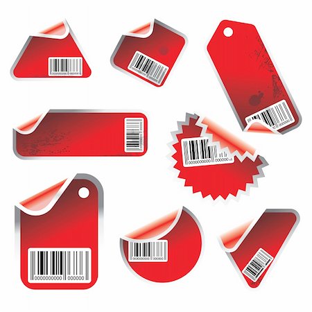 red vector tag and sticker set with bar codes Photographie de stock - Aubaine LD & Abonnement, Code: 400-04062155