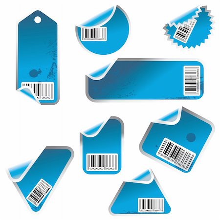 simsearch:400-05066572,k - blue vector tag and sticker set with bar codes Foto de stock - Royalty-Free Super Valor e Assinatura, Número: 400-04062156