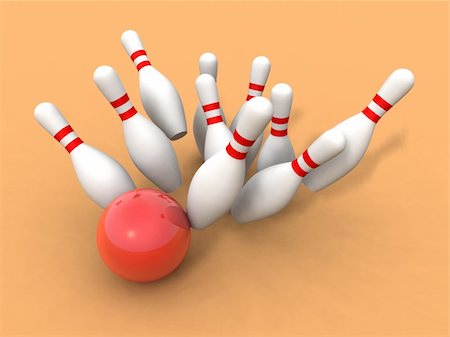 a 3d rendering of bowling ball and skittles Stock Photo - Budget Royalty-Free & Subscription, Code: 400-04062267