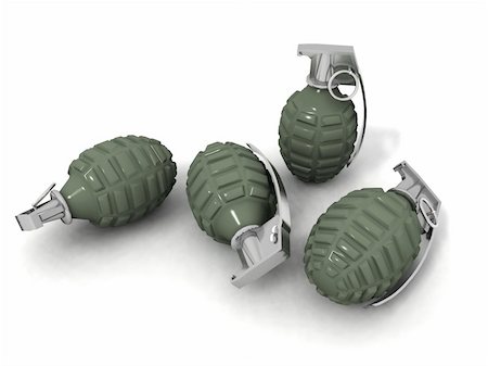 some hand grenades on a white background Fotografie stock - Microstock e Abbonamento, Codice: 400-04062270